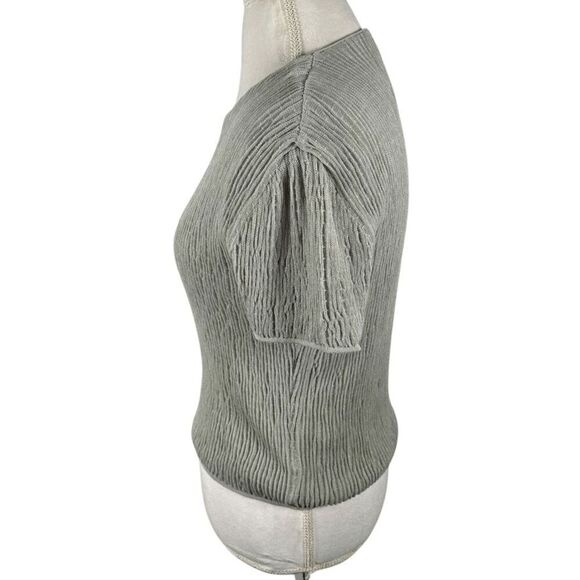 Vintage Giorgio Armani Rib puckered texture top Gray Crop Chic Size IT 42 US 6 - Picture 2 of 9